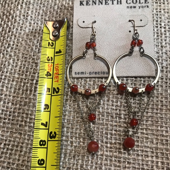 NWT Kenneth Cole Brushed Gold Semi-Precious Stone chandelier earrings - Picture 2 of 2
